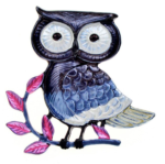 broche hibou en email
