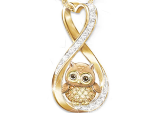 collier dore hibou infini