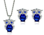 parure de bijoux hibou bleu cristal