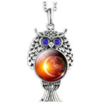 médaillon hibou argent lune et soleil