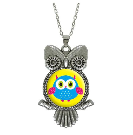 collier_hibou_medaillon_amie hibou en pendentif argent avec une photo de hibou