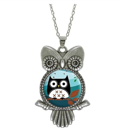 collier_hibou_medaillon_garcon joli pendentif en argent hibou et chouette
