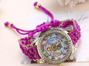 montre hibou tendance bracelet laine coulissant