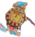montre bracelet macrame hibou or