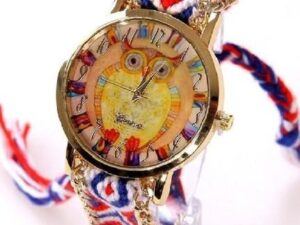 montre hibou macrame femme colore