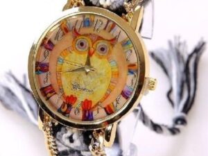 montre bracelet coulissant hibou pas cher