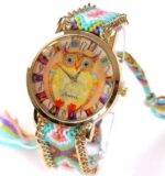 montre hibou bracelet tisse en laine