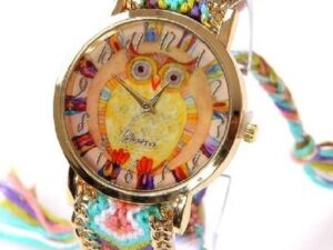 montre hibou bracelet tisse en laine