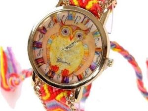 belle montre hibou chouette tressee bracelet coulissant