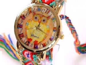 montre bracelet hiboux chouettes laine boheme chic