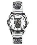 montre hibou elastique noir et blanc