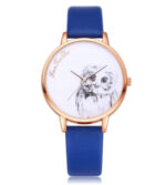 montre cuir bracelet hibou bleu roi pas cher