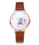 montre bracelet cuir marron hibou chouette