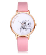 bracelet top cuir hibou chouette rose
