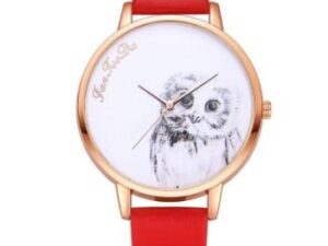 bracelet montre cuir rouge hibou chouette