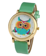 bracelet cuir vert d eau hibou