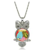 chaine et pendentif hibou acier homme argent mixte couple