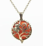 pendentif médaillon arbre de vie hibou aromathérapie